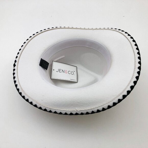 Jen & Co. Oakley Contrast Cowgirl Hat White With Black Trim Size Med-Large main image 5